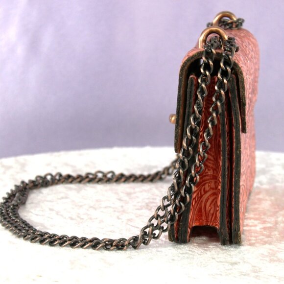 Patricia Nash Embossed Leather Crossbody Bag with Chain Strap – Burnished Floral - Picture 5 of 9